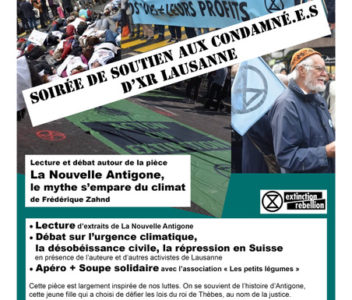 Soirée de soutien aux condamnés d’XR Lausanne – Paris France